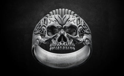 Vintage Silver Skull Rope Biker Gothic Ring US5~15 Bold Punk Retro Biker Ring