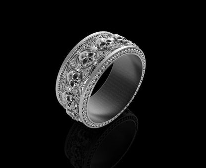 925 Sterling Silver Skull Ring Gothic Heavy Biker Band Men Women Punk US5~15