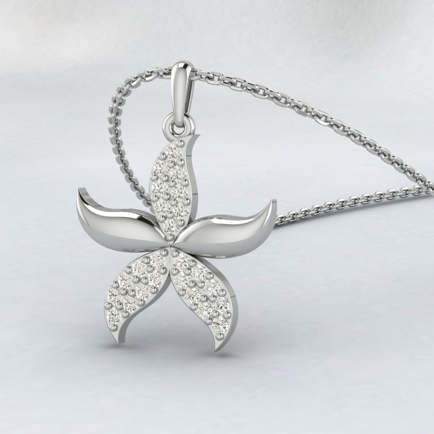 925 Sterling Silver Star Fish Necklace Sea Star Pendant Jewelry For Women