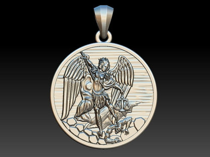 925 Sterling Silver Archangel Saint St Michael Medal Shield Pendant Necklace