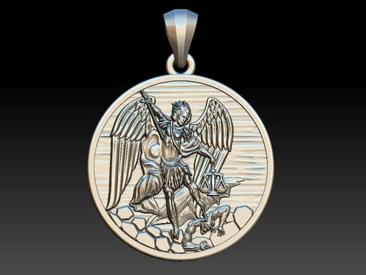 925 Sterling Silver Archangel Saint St Michael Medal Shield Pendant Necklace