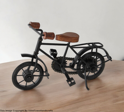 Miniature Metal Cycle Showpiece Decorative Iron and Wood Bicycle Home Decor