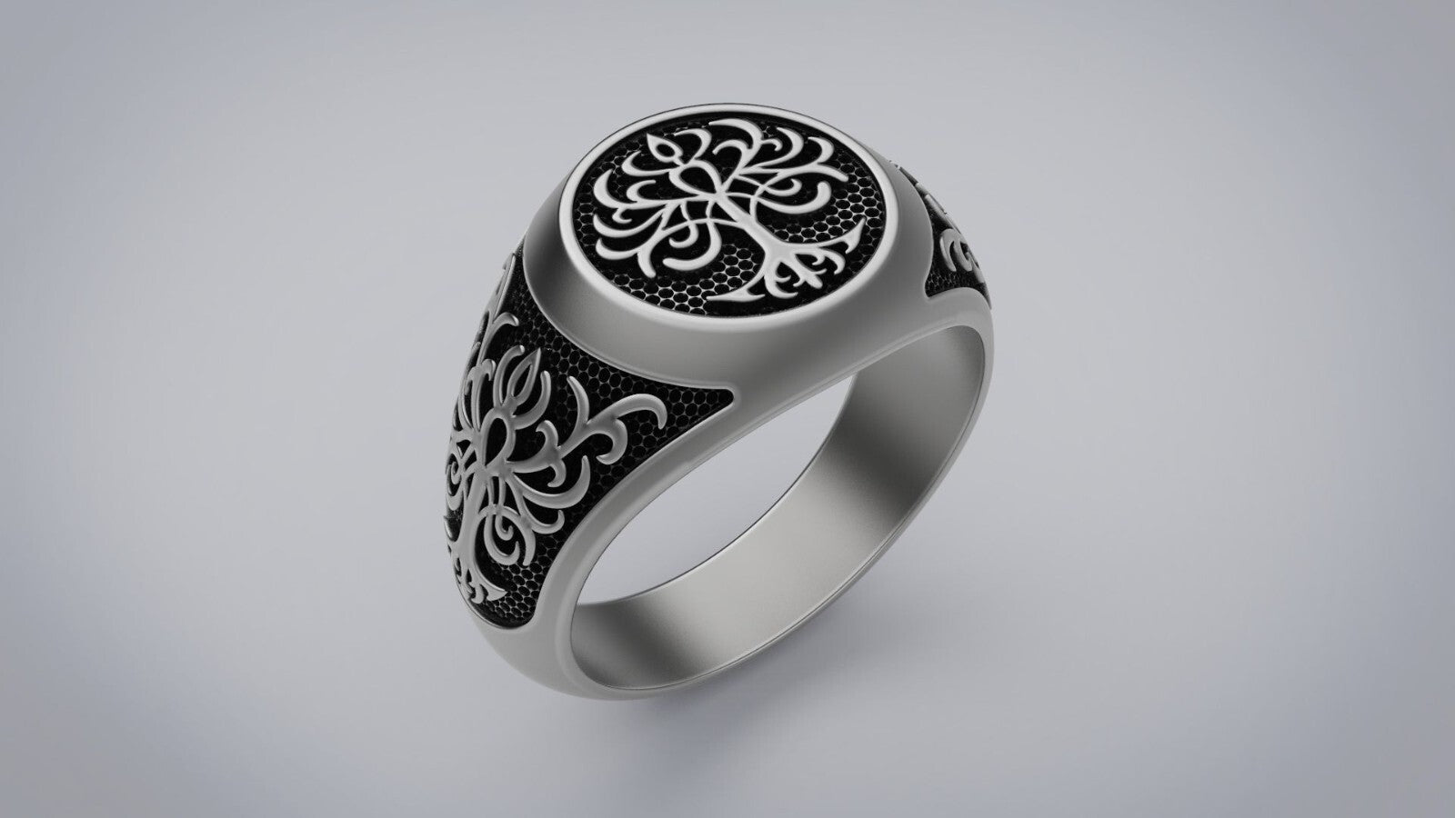 Tree of Life 925 Sterling Silver Turkish Handmade Statement Ring Men Size 7-15