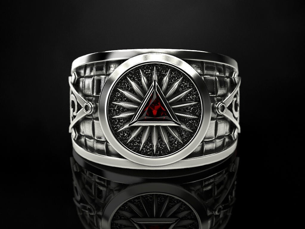 Mason Ring Silver G Symbol Pyramid Eye of Providence Masonic Jewelry Men US7-15