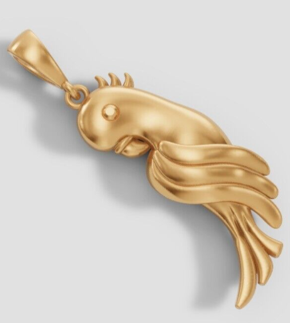 Parrot Bird Pendant Necklace Brass Exotic Tropical Wildlife Charm Gift for Women