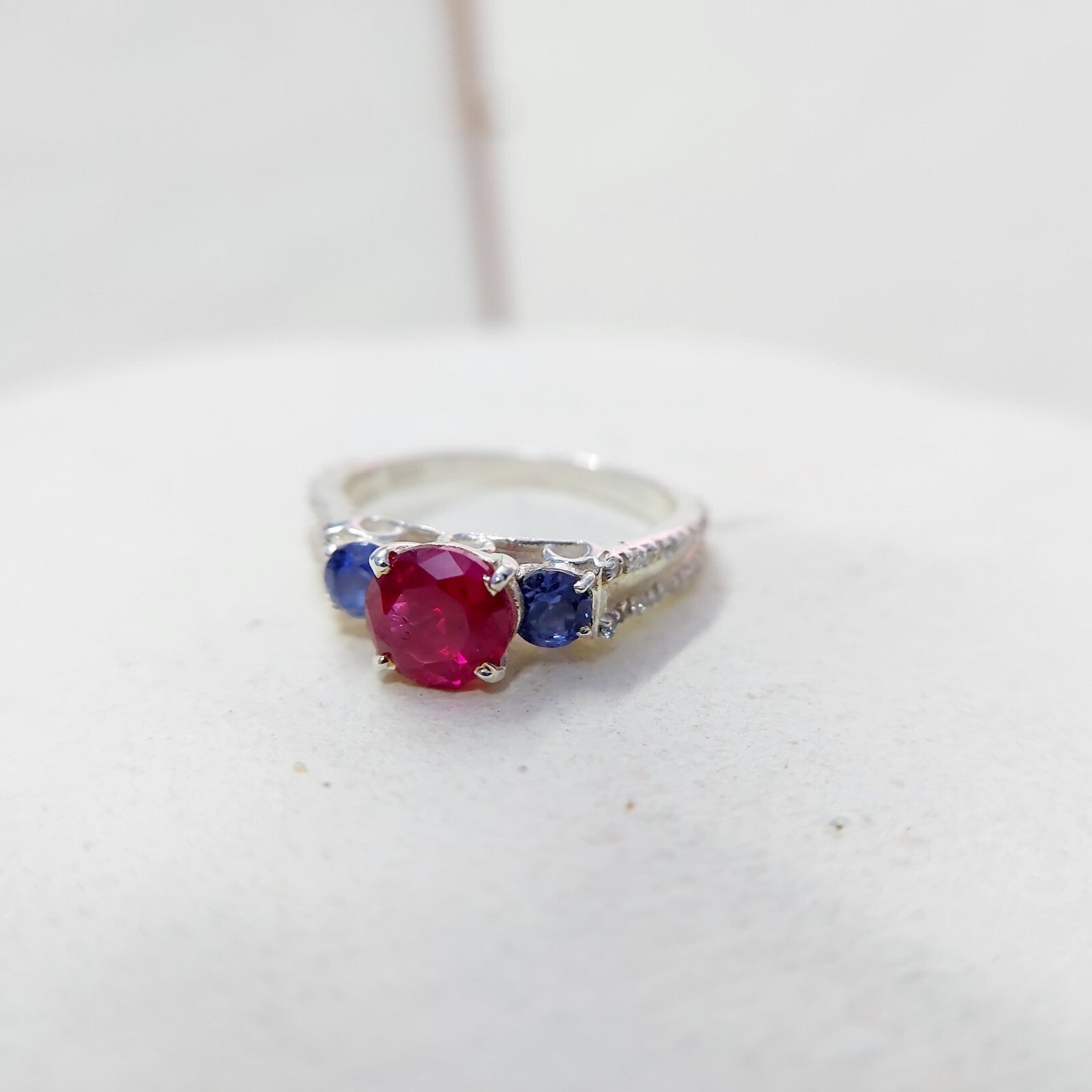 Sapphire and Ruby Wedding Ring Engagement Band 925 Sterling Silver Ring Us5~ 15