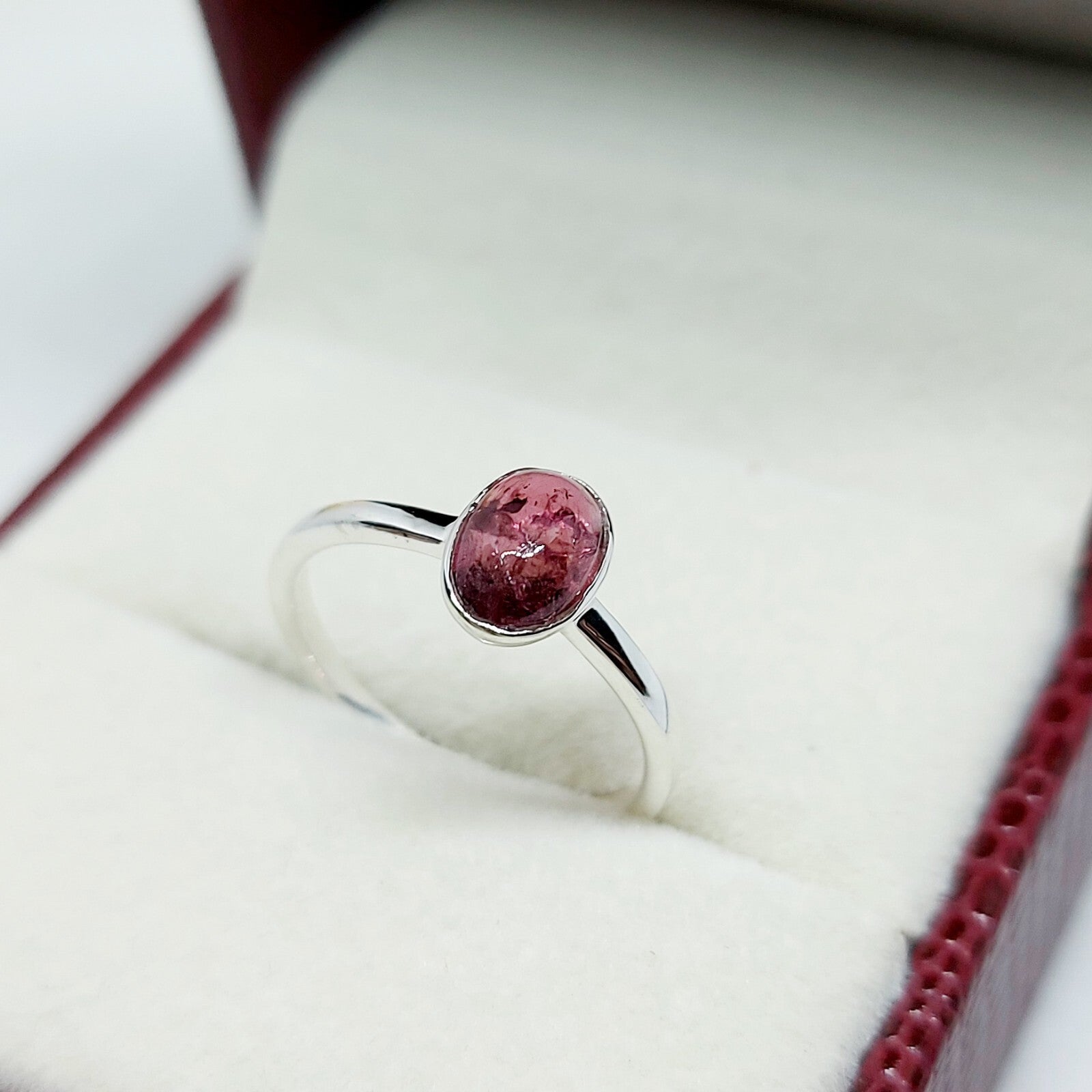 Pink Tourmaline Ring Oval Cut Handmade 925 Silver Gift Ring US5~15 Elegant Look