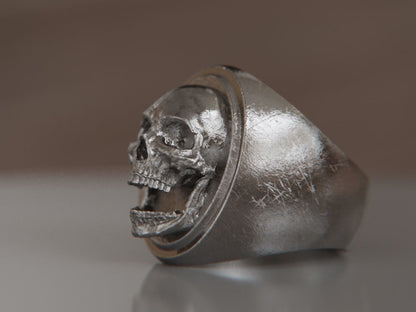 Polished Skull Gothic Ring Silver Skull Signet Biker Punk Wedding Ring Us5~15