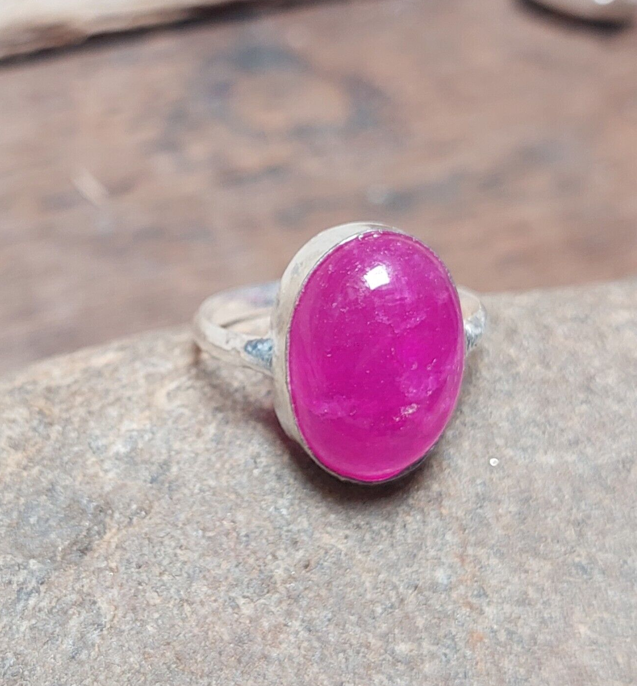 Pink Agate Slice Oval Ring,925 Sterling Silver Statement Ring,Handmade Jewelry