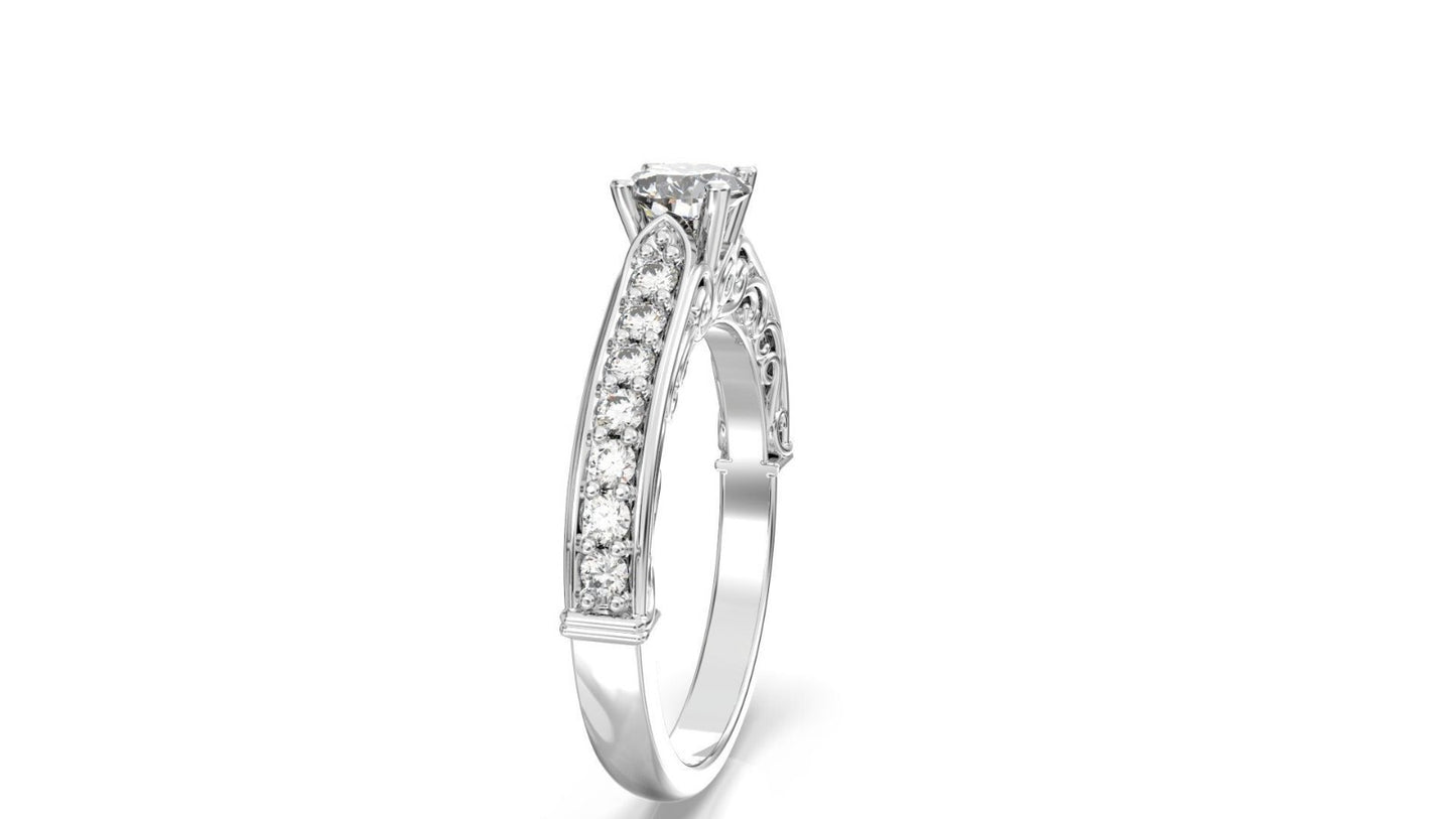 Snowflake Moissanite Halo Engagement Ring Vintage Dainty Engagement Band US5~15