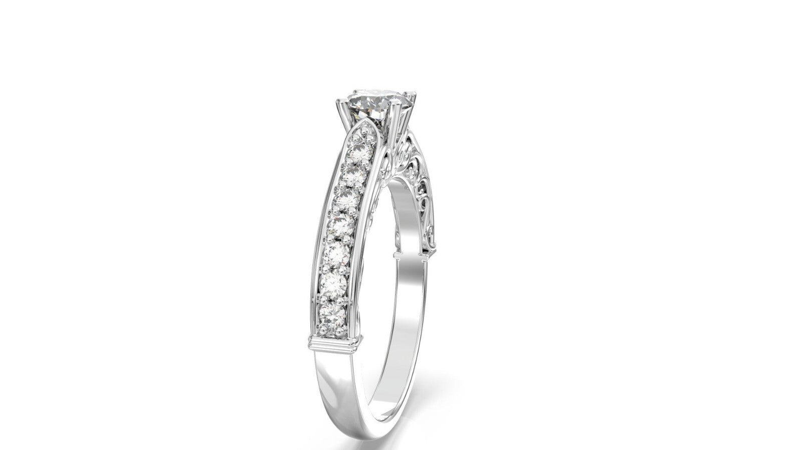 Snowflake Moissanite Halo Engagement Ring Vintage Dainty Engagement Band US5~15