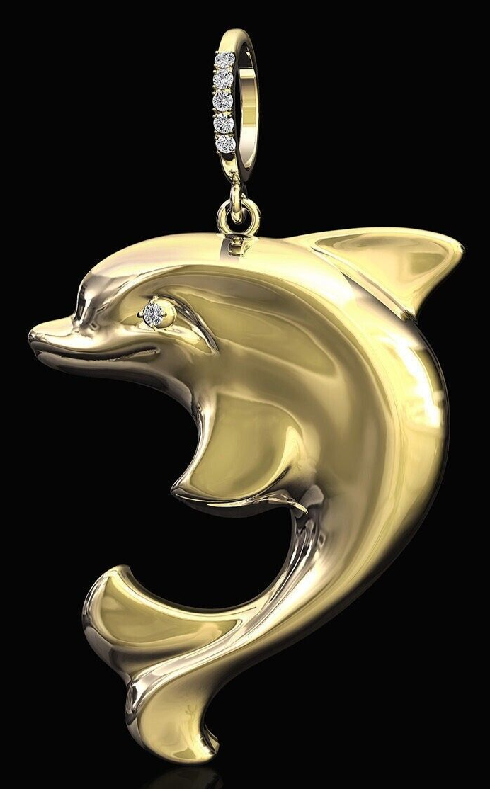 Fashion Dolphin Brass Pendant Necklace Playful Sea Animal Jewelry Gift Dolphin
