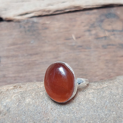 Silver Solid Oval Red Carnelian Ring,925 Sterling Silver Ring,Engagement Ring