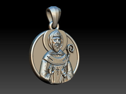 925 Sterling Silver Saint Patrick Pendant Necklace Catholic Medal Gift Men Women