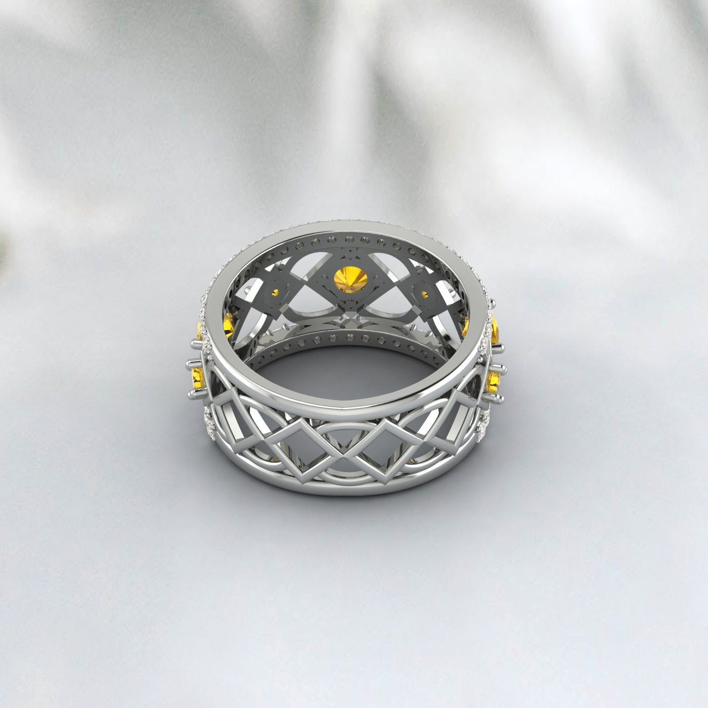 Natural Citrine Ring 925 Sterling Silver Rose Gold Wedding Band For Bride 