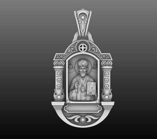 925 Silver Saint Nicholas Wonderworker Pendant Necklace Christian Charm Medal