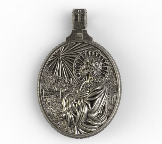 Solid 925 Silver Jesus Pendant Necklace Jesus Medal Gift for Men and Women