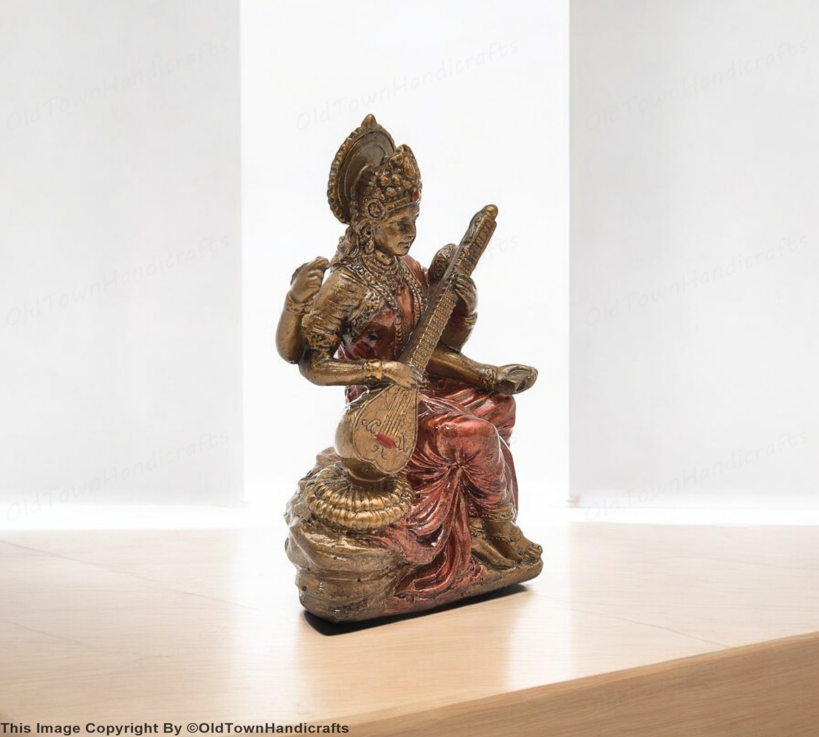 Handcrafted Saraswati Ji Idol Polyresin Saraswati Ji Sculpture for Pooja Room