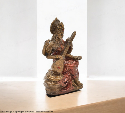 Handcrafted Saraswati Ji Idol Polyresin Saraswati Ji Sculpture for Pooja Room