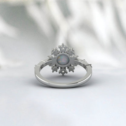 Natural Opal Engagement Ring 925 Sterling Silver Fire Opal Ring Gift For Her 