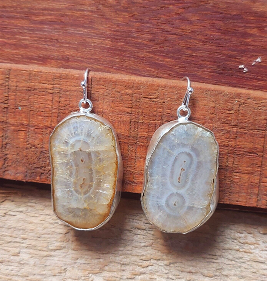 925 Sterling Silver White Solar Quartz Gemstone Earring, Women Handmade Jewelry