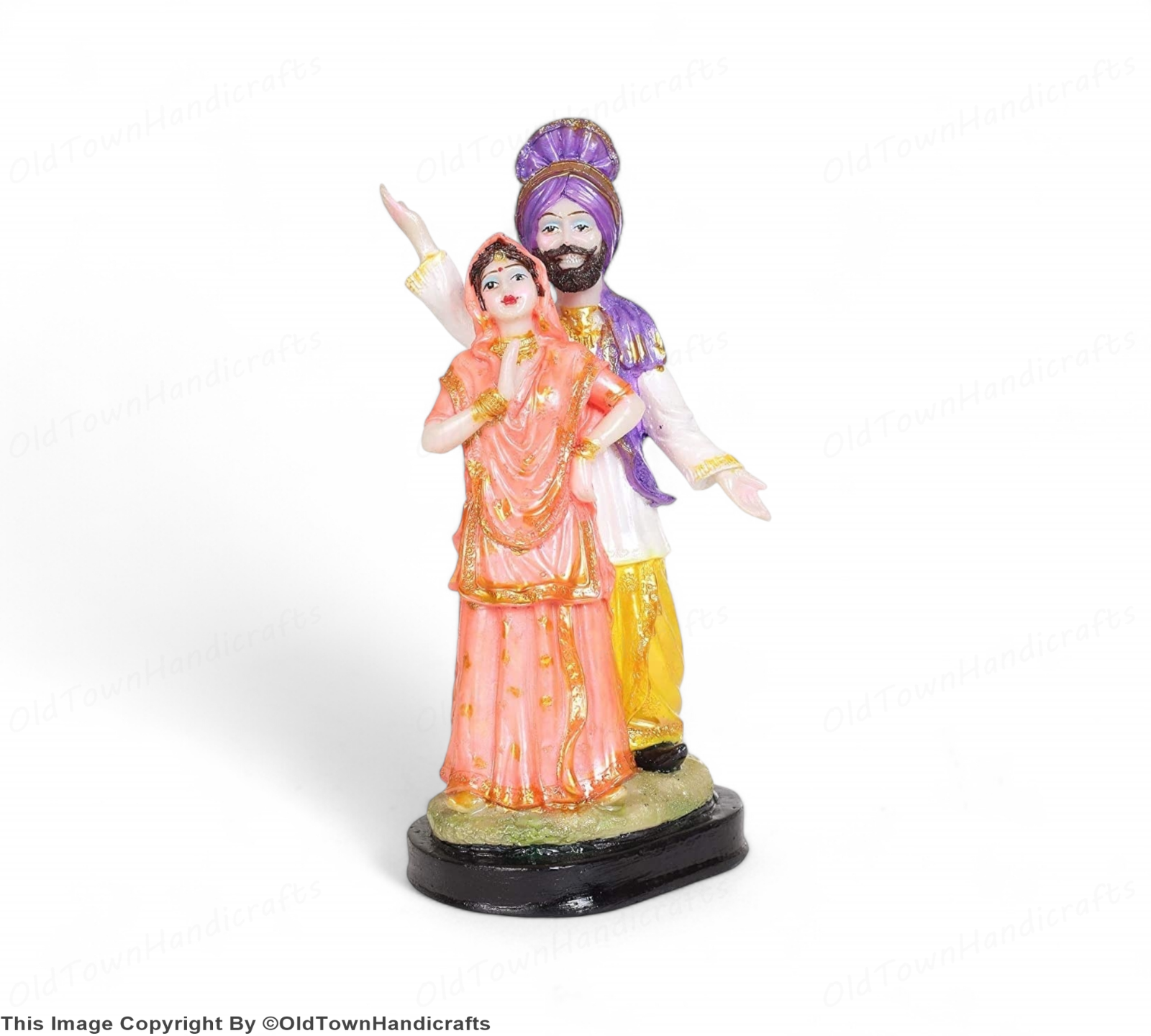 Polystone Bhangra Couple 11" Punjabi Culture Statue Home Office Decor Showpiece