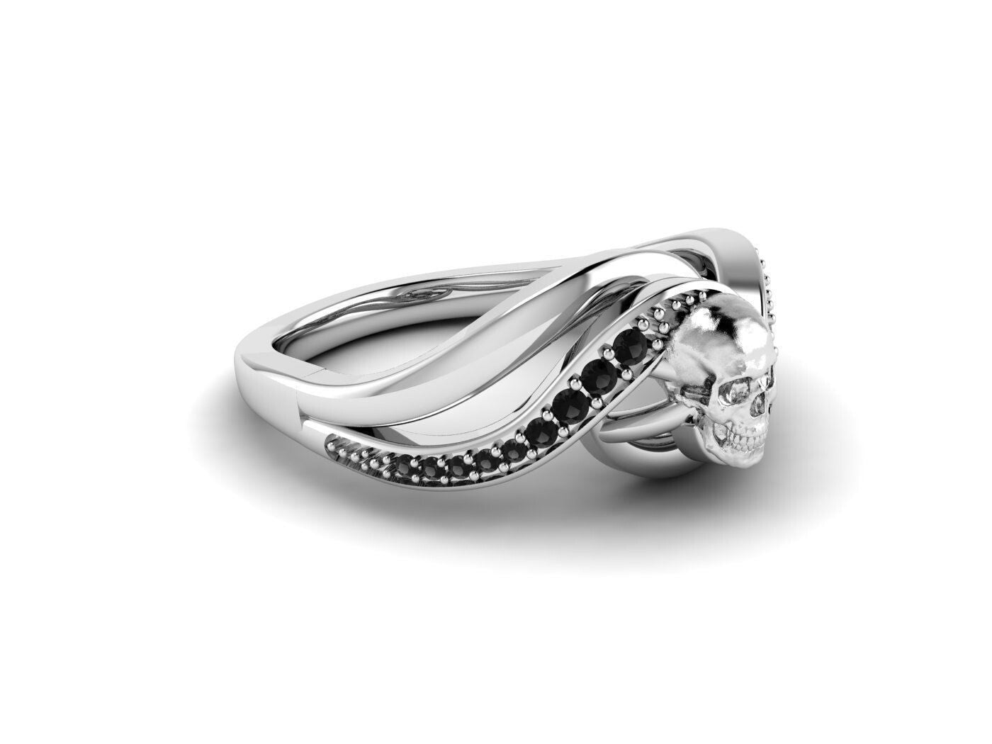 Best Quality Skull Ring Gothic Biker Skull CZ Punk Silver Ring Fast Ship US5~15
