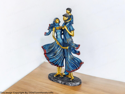 Resin Family Showpiece Blue Home Decor Accent Gift for Living Room Bed Room