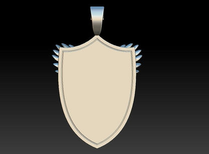 Saint Archangel Michael Serpent Shield Wings Sword Silver Pendant St Michael