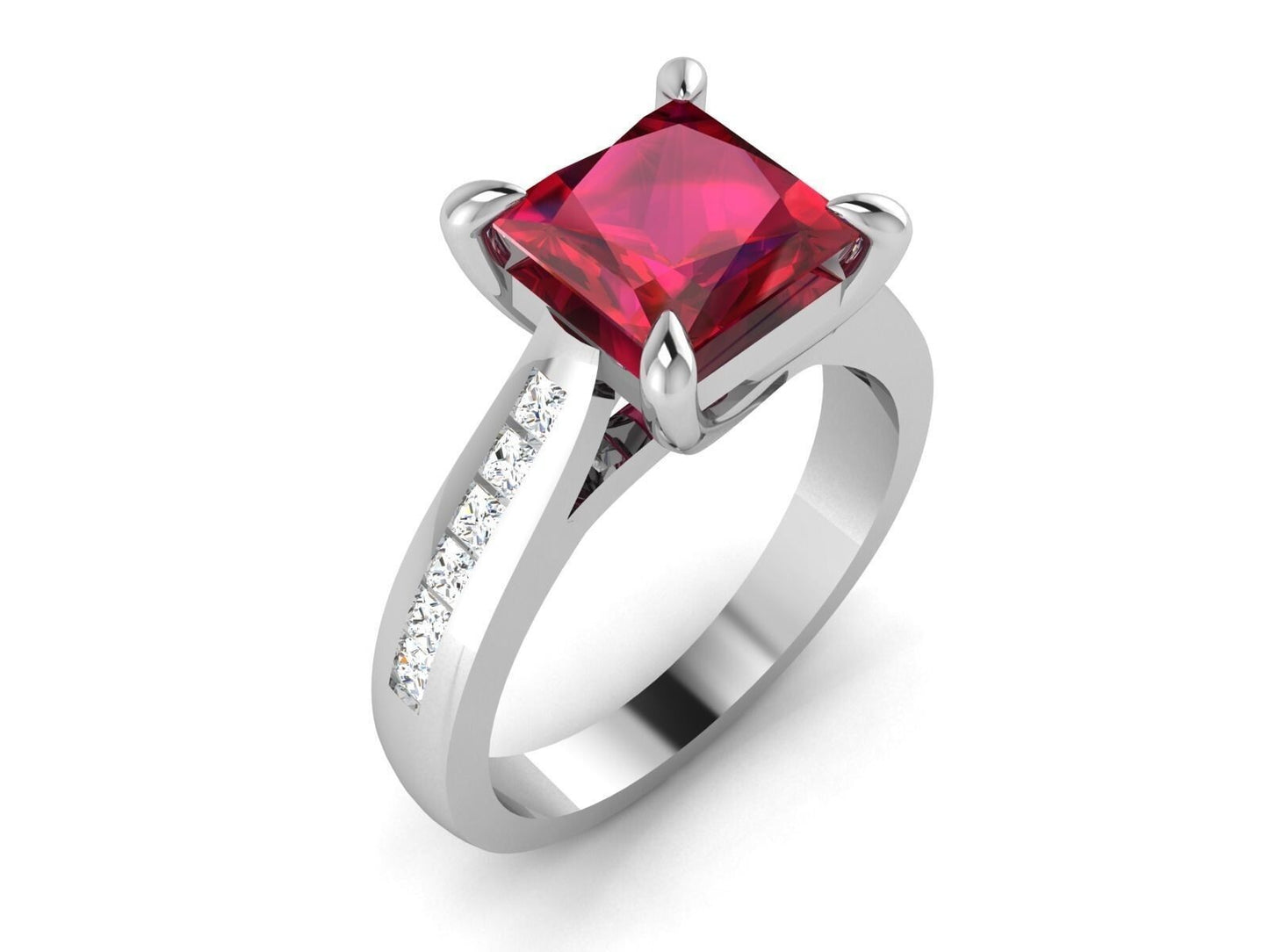 Ruby Princess Cut CZ Lab Grown Diamond Engagement Ring Women Friend Gift US5-15