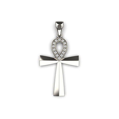 925 Sterling Silver Gothic Cross Necklace Pendant with Lab Created Diamonds Gift