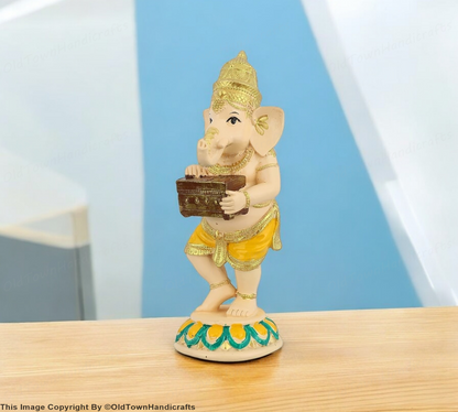 Lord Ganesha Dancing Playing Harmonium Ganesh Figurine Decorative Showpiece