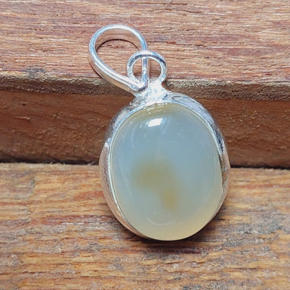 Natural Gray Agate Slice Pendant,925 Sterling Silver Light Gray Agate Necklaces