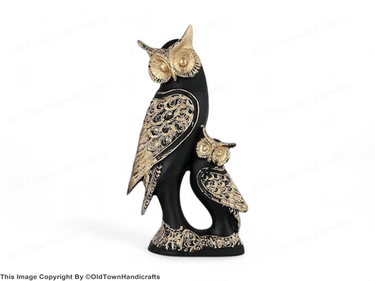 Handcrafted Owl Family Showpiece Elegant Polyresin Decor for Home Living Room