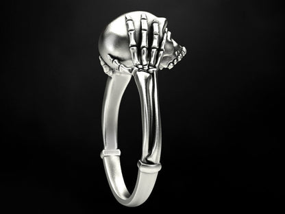 925 Silver Skull Bone Ring Gothic Biker Style Jewelry For Men Women Gift US5~15