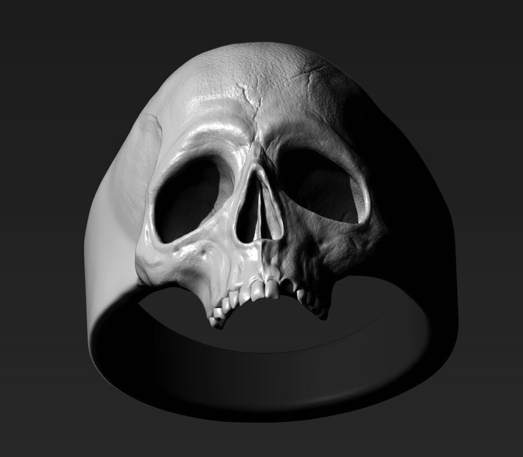 925 Sterling Silver Skull Ring Handmade Bold Unique Dark Aesthetic Ring Us5~ 15
