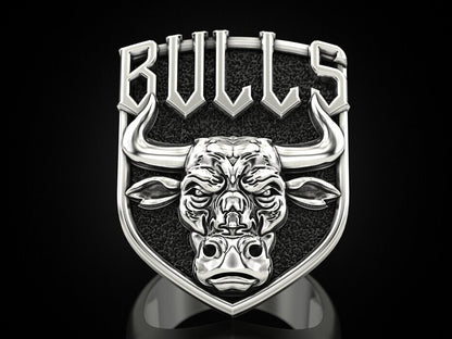 925 Sterling Silver Men's Bull Head Punk Vintage Biker Silver Bull Ring US7-15
