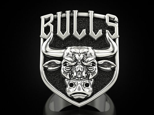 925 Sterling Silver Men's Bull Head Punk Vintage Biker Silver Bull Ring US7-15