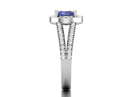 Certified Tanzanite Halo Wedding Engagement Ring 925 Silver Round Cut US5 ~15