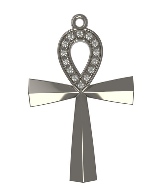 925 Sterling Silver Gothic Cross Necklace Pendant with Lab Created Diamonds Gift