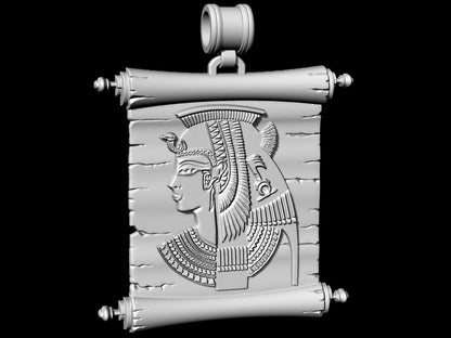 925 Sterling Silver Cleopatra Pendant Necklace Ancient Egyptian Scroll Jewelry