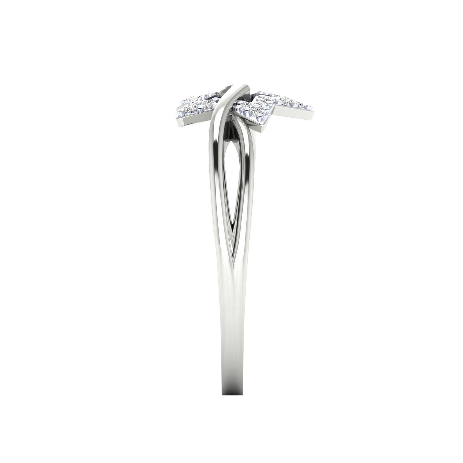 Prong Setting CZ Round Semi Mount Star Wedding Ring Us5~ 15 Bypass Promise  Ring