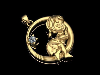 Brass Baby Pendant Cradle Angel Charm Love Cupid Lullaby DIY Jewelry Pendant