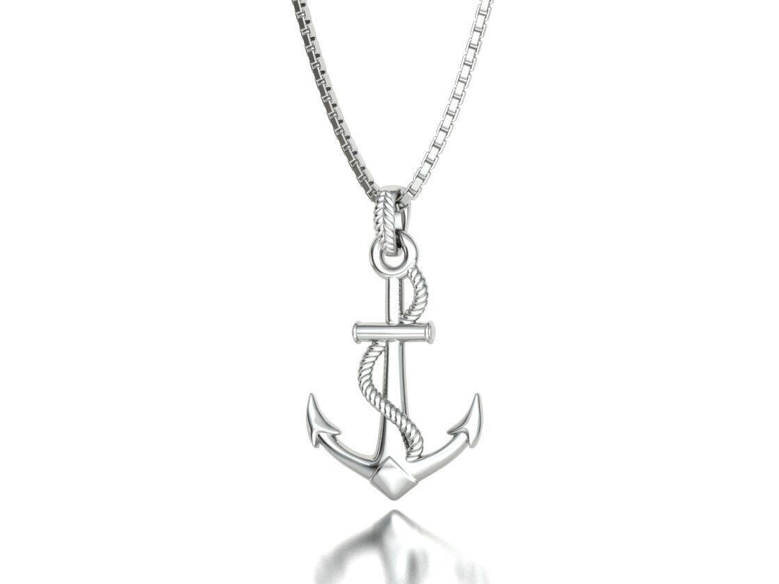 925 Silver Nautical Anchor Pendant Anchor And Rope Necklace For Men Women Gift