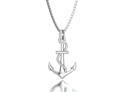 925 Silver Nautical Anchor Pendant Anchor And Rope Necklace For Men Women Gift