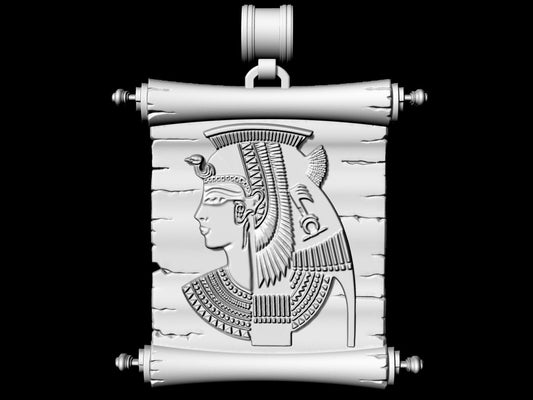925 Sterling Silver Cleopatra Pendant Necklace Ancient Egyptian Scroll Jewelry