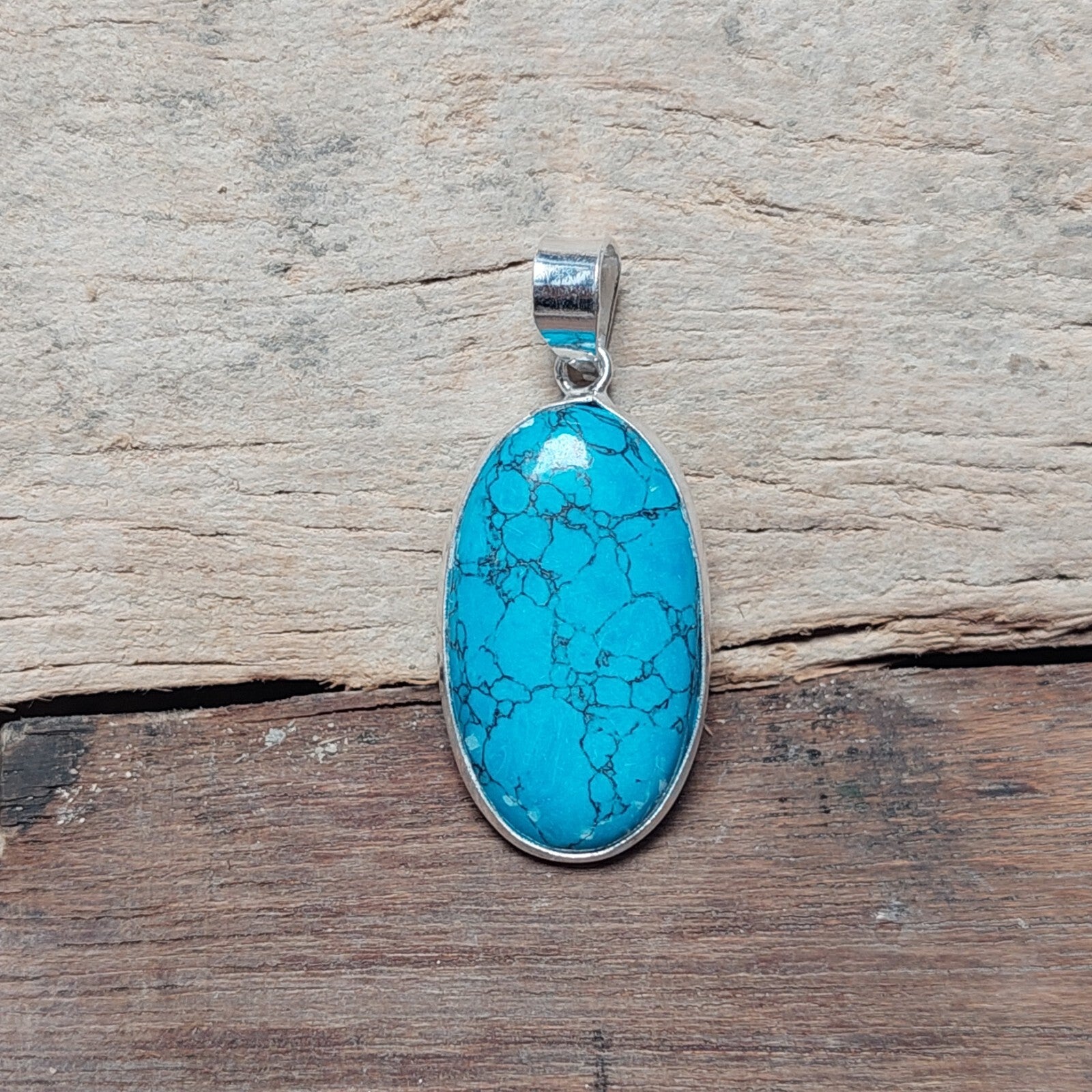 Oval Cut Lab Created Turquoise Pendant Necklace,925 Sterling Silver Jewellery