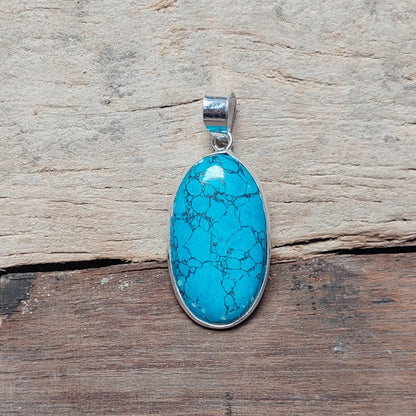Oval Cut Lab Created Turquoise Pendant Necklace,925 Sterling Silver Jewellery