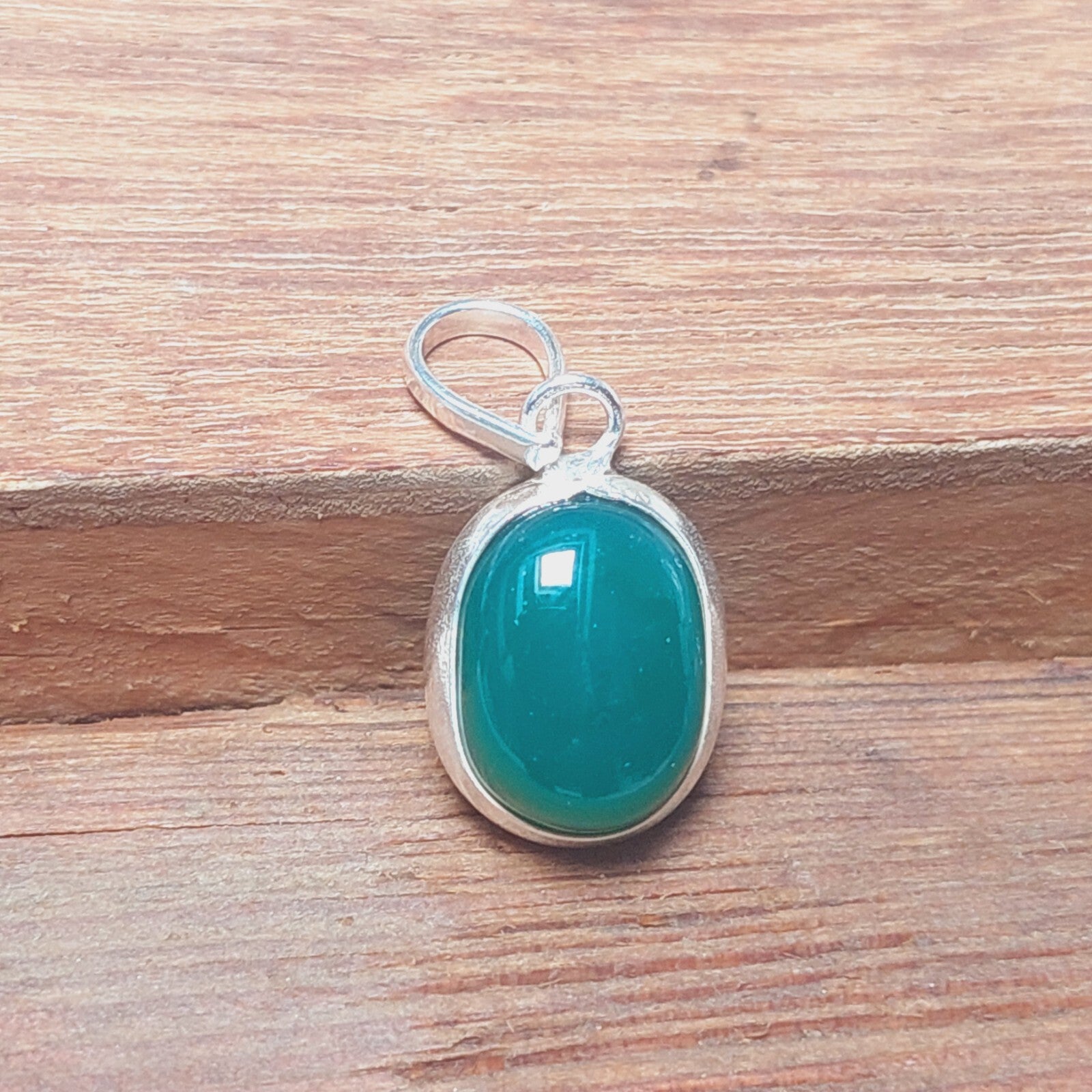925 Sterling Silver Ovel Green Onyx Pendant Necklace Christmas Anniversary Gift