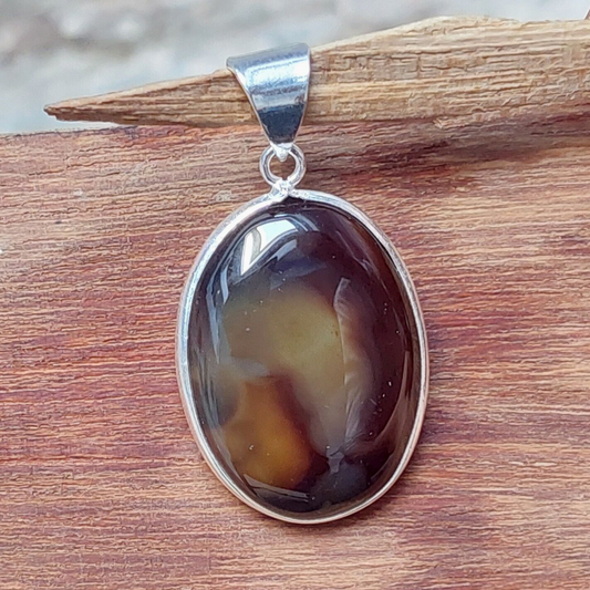 Brown Banded Agate 925 Sterling Silver Handmade Pendant Anniversary Gift For Her
